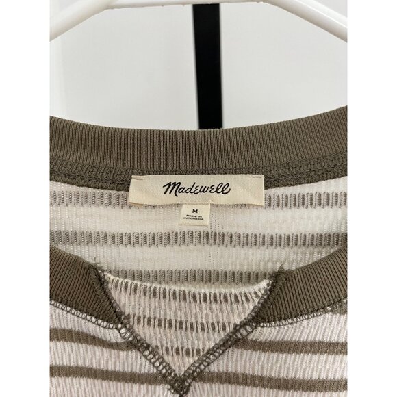 Madewell Relaxed Long-Sleeve Crewneck Tee in Stripe Cargo Green Size M - Picture 4 of 8